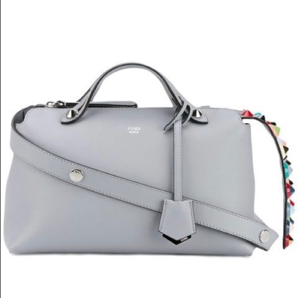 Fendi Gray Shoulder Bag with Multicolor Accents
